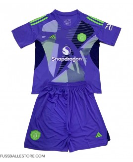 Günstige Manchester United Torwart Heimtrikotsatz Kinder 2024-25 Kurzarm (+ Kurze Hosen)